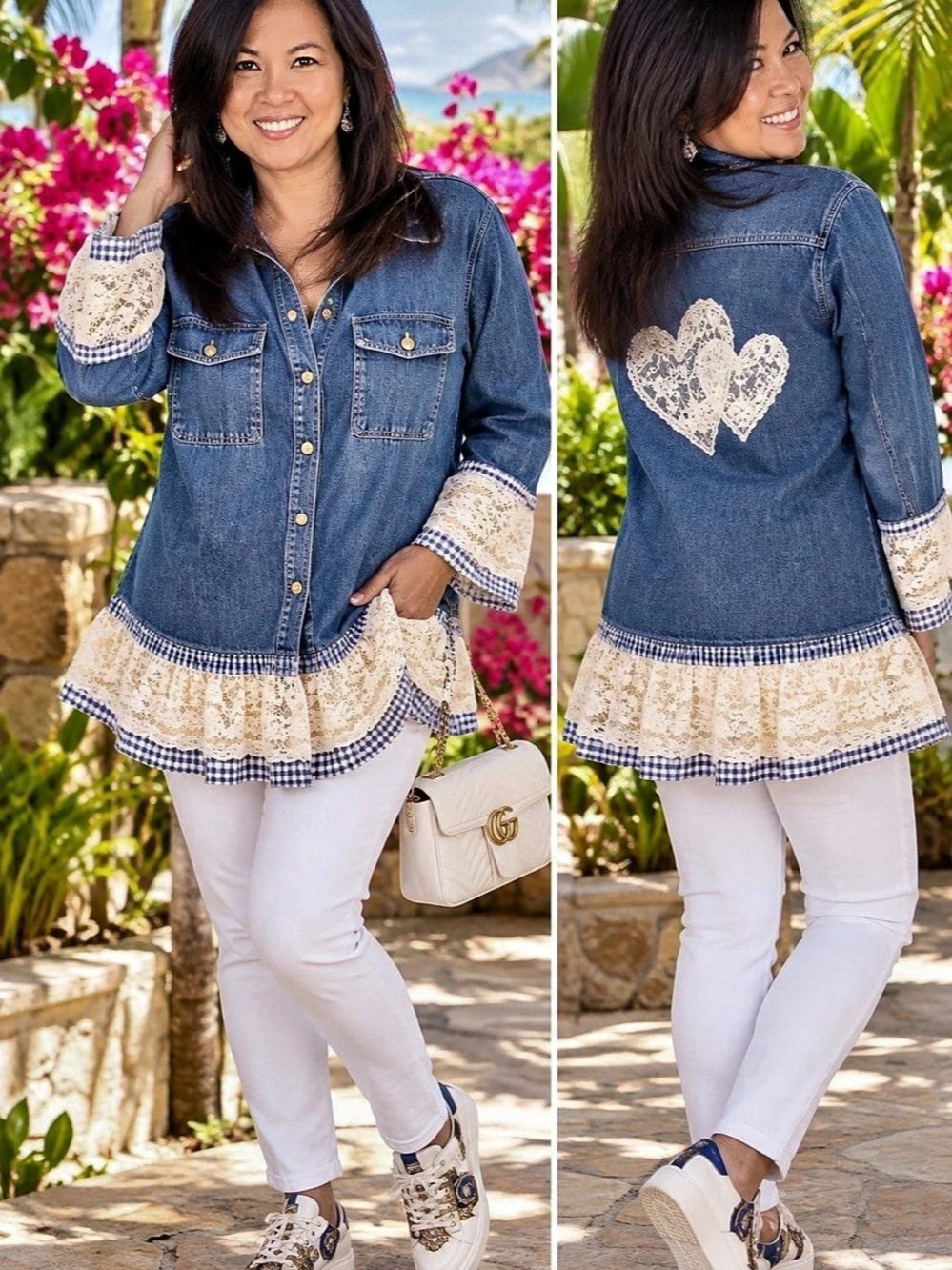 Second Chance by Aloha 
C&S Denim Lace Jacket Large |Aloha Refashioned One-of-a-
